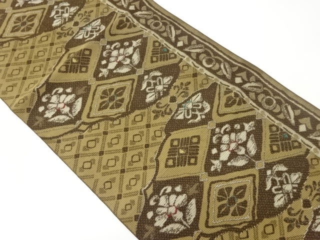 JAPANESE NAGOYA OBI / WOVEN FLORAL PLANTS